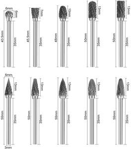Fraises en carbure de <span class=keywords><strong>tungstène</strong></span>, 10 pièces en carbure de <span class=keywords><strong>tungstène</strong></span>, fraise rotative pour outils électriques - Product Image 3
