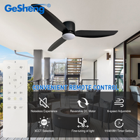 Ventilateur de plafond LED Gesheng 52 pouces avec lumière, profil bas, 3 pales en ABS, moteur DC moderne pour salon, certification CB CE ETL