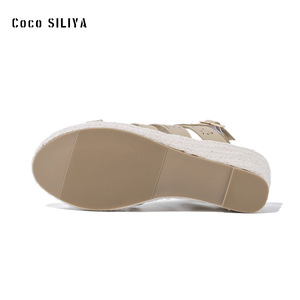 Coco SILIYA Wedges Sandals Peep <b>Toe</b> Platform Rubber Outsole Summer Buckle Closure Anti-Slippery Back Strap Women's Shoes - Product Image 1