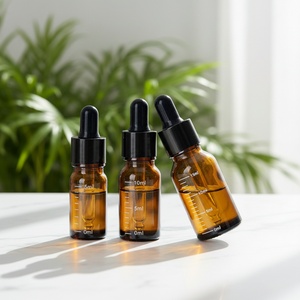 ขวดแก้วทรงกลมสีเหลืองอำพัน ขนาด 15 มล. 30 มล. สำหรับบรรจุภัณฑ์เครื่องสำอาง น้ำมันหอมระเหย พร้อมฝาหยด ขวดโลชั่น - Product Image 1