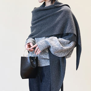 Écharpe en <span class=keywords><strong>laine</strong></span> grise à gros triangle, vente promotionnelle, écharpe tricotée <span class=keywords><strong>pour</strong></span> femmes, automne/hiver, protection du cou, taille - Product Image 4