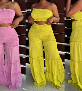 Viviblook ชุดสองชิ้นสำหรับผู้หญิงชุดสองชิ้นเสื้อเกาะอกเกาะอกไม่มีฟองเซ็กซี่แต่งระบายสำหรับฤดูร้อน2025 Z507ST08 - Product Image 3