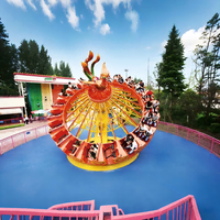 Manège de parc d'attractions extérieur certifié CE, type Flying Turntable, construction en fibre de verre et acier, capacité 24 personnes, garantie 12 mois