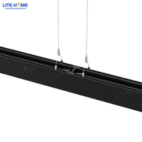 Lumière linéaire LED noire et blanche 220V-240V 20W, éclairage connectable, option de gradation 0-10V/DALI pour l'éclairage commercial des bureaux