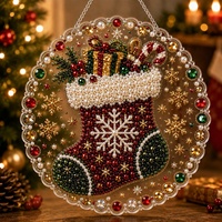 Pendentifs de Noël DIY en peinture diamant 5D, ornements d'arbre de Noël en acrylique, style nordique, décorations suspendues faites à la main pour cadeaux de fêtes