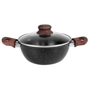 Olla de doble asa con revestimiento de mármol de 24 cm, aleación de aluminio, solo lavar a mano, mayor resistencia a la abrasión, antiadherente - Product Image 3