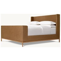Meubles de chambre à coucher de luxe, lit capitonné de style king-size avec cadre en bois massif pour hôtel