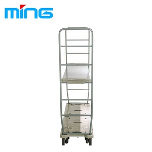 Carros de logística de almacén de base de plástico de dos paneles con seis ruedas - Product Image 3