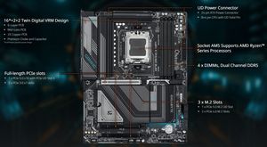 Nuevo <span class=keywords><strong>GIGABYTE</strong></span> X870 GAMING X WIFI7 <span class=keywords><strong>AM5</strong></span> AMD 9000 CPU DDR5 USB4 Puerto PCIE 5,0 WIFI 7 Placa base para juegos X870 Mothoerbaords - Product Image 4