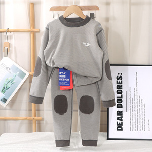 Atacado Crianças Meninos Meninas Outono e Inverno Casa Térmica de duas peças Sem Costura Dupla Face Pijama Underwear Conjuntos - Product Image 2