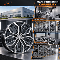 Jantes forgées 18-22 pouces 5x112 à rayons en V fendus, finition noire usinée avec face usinée brillante, concave peu profond, pour BMW Audi Mercedes-Benz