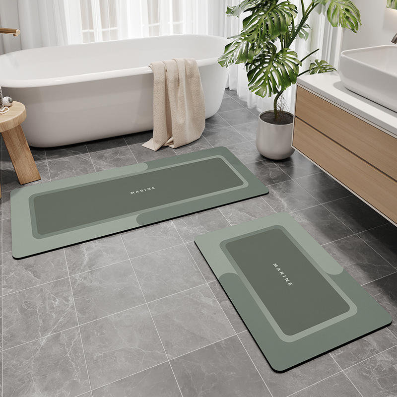 Diatomaceous earth bathroom mat - Morandi square light green