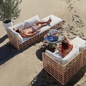 Ensemble de canapés en rotin moderne pour <span class=keywords><strong>jardin</strong></span>, mobilier d'extérieur pour <span class=keywords><strong>salon</strong></span> et parc, canapé d'angle en osier durable, écologique et résistant aux UV - Product Image 5