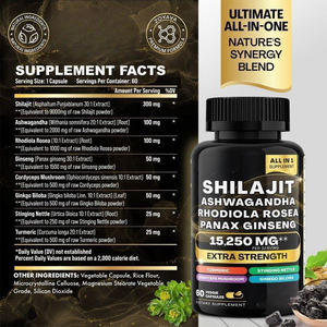 OEM Shilajit капсулы, частная марка, Ashwagandha Panax, женьшень, энергетический бустер, усиливает мужскую силу, травяные добавки для мозга - Product Image 4
