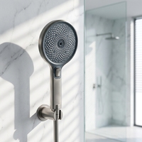 Pommeau de douche à main en silicone, rond, chromé, KTW Standard, haute pression, économie d'eau, respectueux de l'environnement