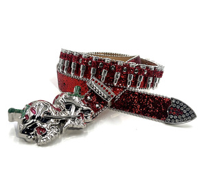 Cintura alla Moda in Stile <span class=keywords><strong>Punk</strong></span> <span class=keywords><strong>Rock</strong></span> Y2K con Fibbia a Forma di Proiettile e Teschio in Lega, Glitter e Strass - Product Image 2