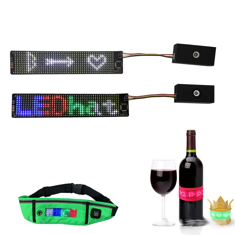Customized APP control Programmable Scrolling Message Flexible LED Panels for Advertising Cap Bag Pet Collar Shoe Water Bottles