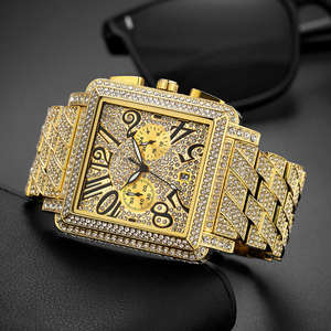 Nouvelle montre numérique multifonction étanche en moissanite et diamants, style hip-hop, avec cadran carré rotatif, collection 2026 - Product Image 1