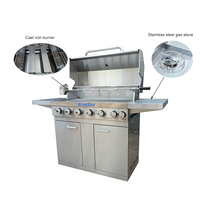 Barbecue extérieur à gaz/charbon de bois en acier inoxydable 304 avec rotation du moteur à 8 brûleurs et infrarouge pour le camping