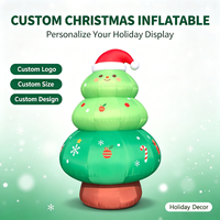 Système d'éclairage LED durable et résistant à l'eau pour mascotte gonflable géante personnalisée Longgang en forme de sapin de Noël avec chapeau de Père Noël