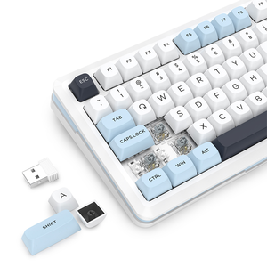 Tastiera meccanica da gioco cablata + 2.4G + BT 3 modalità interruttore in legno di argentato tastiera da gioco personalizzata con manopola - Product Image 4