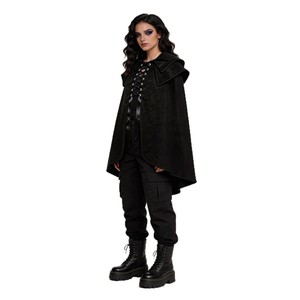 Cape gothique à lacets noire, costume de cosplay, Halloween, vampire, sorcier, chevalier, cape de jeu de rôle - Product Image 5