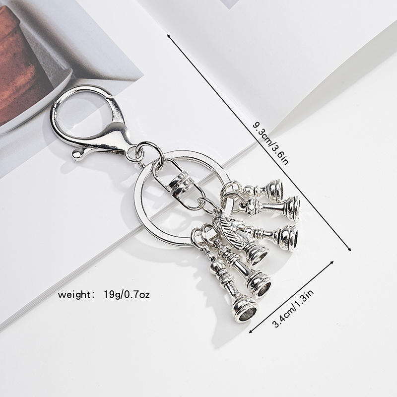 Chess keychain silver