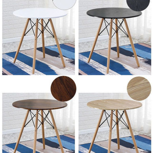 تصميم حديث قابل للتخصيص على الطراز الشمالي دائري ، أعلى MDF + أرجل خشبية صلبة-المنزل/المقهى/المطعم مع كراسي - Product Image 6