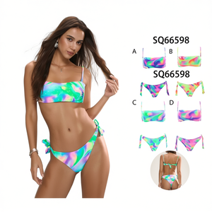 Conjunto de bikini HDJ con degradado de color y tiras laterales, traje de baño para mujer de talla grande SQ66598 - Product Image 2