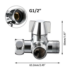 Válvula de 3 vías de 1/2 pulgada para rociador de bidé de inodoro portátil, adaptador en T de latón cromado para manguera de bidé, válvula desviadora de cierre - Product Image 2