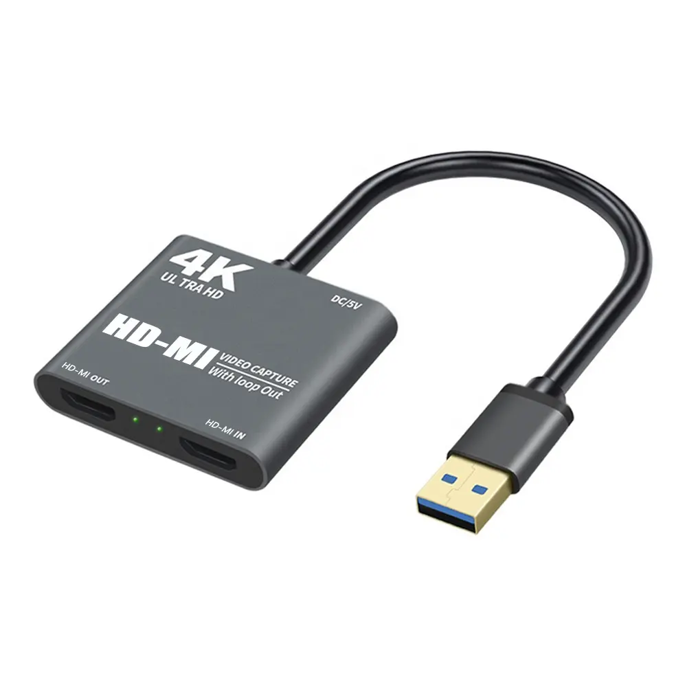 Kartu Capture Game Audio, 4K 1080P USB 3.0 Ke HDMI-Kompatibel Video Audio Game dengan Loop Out Penuh 1080P 60 Rekam Melalui DSLR Camcorder