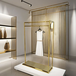 金属製の洋服店の棚店の衣服の陳列棚ステンレス鋼の金色の洋服スタンド - Product Image 1
