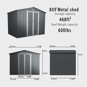 Garden Steel Shed 8x6ft Galvanized Metal Storage Unit With Vents Outdoor <b>Tool</b> <b>House</b> - Product Image 4