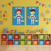 Autocollant mural éducatif sur le corps humain, amovible, écologique, imperméable, tableau blanc interactif, design Art Déco, réutilisable pour l'éducation précoce