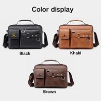Sac bandoulière homme en cuir PU imperméable avec fermeture éclair, personnalisable avec logo, style vintage, tendance, pour affaires, voyage, extérieur, usage quotidien, multi-poches