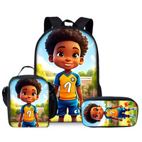 Kinder-Rucksack-Set mit Cartoon-Motiven, 3-teilig, aus Polyester, für Jungen und Mädchen, mit Lunch- und Stifttaschen