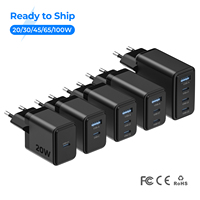 Chargeur de voyage pliable GaN 20W-100W, 3 ports USB-C PD 3.0 PPS, adaptateur mural prise EU, compatible ordinateur portable, ignifuge, logo personnalisé