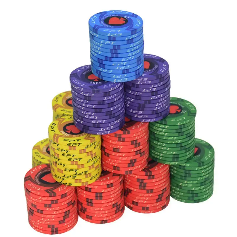 Özel farklı renk oyunu eğlence Poker cips seramik 39mm Ept Poker fişi seti
