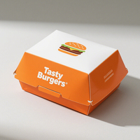 Boîtes à frites en papier recyclé imprimées sur mesure, emballages pour hamburgers de restauration rapide, boîtes à hamburgers jetables pliables