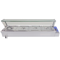 Présentoir de nourriture chaude de Restaurant vitrine de Buffet de cantine Bain Marie avec couvercle de protection en verre équipement de restauration commerciale