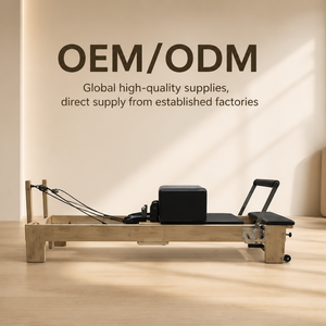 Máquina <span class=keywords><strong>de</strong></span> Pilates Reformer <span class=keywords><strong>de</strong></span> Madera <span class=keywords><strong>de</strong></span> Roble Macizo para Gimnasio en Casa o Estudio Profesional, con Logotipo Personalizado MJD Fitness, Certificación CE/SGS - Product Image 1