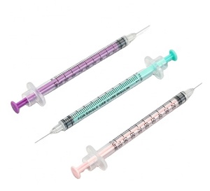 Jeringa de <span class=keywords><strong>insulina</strong></span> estéril desechable VetRx púrpura de 0.3, 0.5ml, 1ml con <span class=keywords><strong>aguja</strong></span> veterinaria U-40 de 29G, 30G, 31G, 8mm, 5/16'', 12.7mm, 1/2'' para mascotas - Product Image 1
