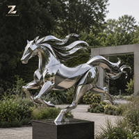 Escultura Moderna de Caballo en Acero Inoxidable, Acabado Espejo, Arte Animal Personalizado para Decoración de Entrada de Hotel o Exteriores