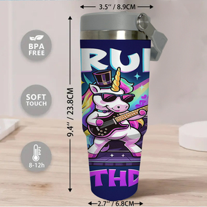 Vaso Térmico de Acero Inoxidable de 30oz, Ecológico y Duradero, con Diseño de Unicornio '<span class=keywords><strong>Es</strong></span> Mi Cumpleaños', Asa de Guitarra Rockstar, Taza de Viaje Divertida para Cumpleaños - Product Image 6