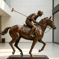 Statue de cheval polo en bronze, art personnalisé pour la maison et le jardin, statue grandeur nature en métal, grand modèle en cuivre et laiton