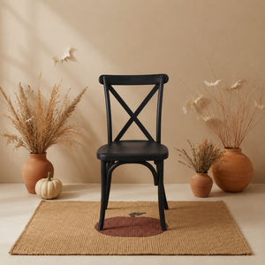Resin Ergonomic Lightweight <b>Stackable</b> Modern Dining <b>Chair</b> with Crossback Design-Black Indoor/<b>Outdoor</b> Use - Product Image 1