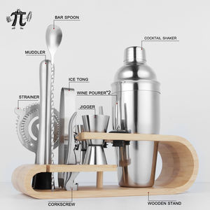 Coctelera Boston de Acero Inoxidable Plateado Paceon de 11 Piezas, con Marco de Madera de <span class=keywords><strong>Doble</strong></span> Capa, 750 ml, Reutilizable, Ecológica y Duradera - Product Image 2