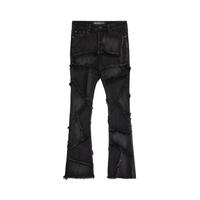 Jeans évasés vintage délavés pour hommes, streetwear hip hop, bouton de broderie, décor respirant, style de rue haute pour l'automne