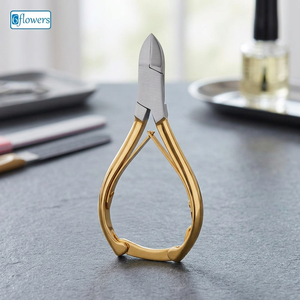 6flowers Professional Double Sided Nail Clippers Gold Handle Stainless Steel Straight Blade Manual DIY Nail Care <b>Tool</b> for Nails - Product Image 2