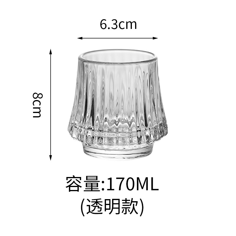 transparent cup with vertical stripes